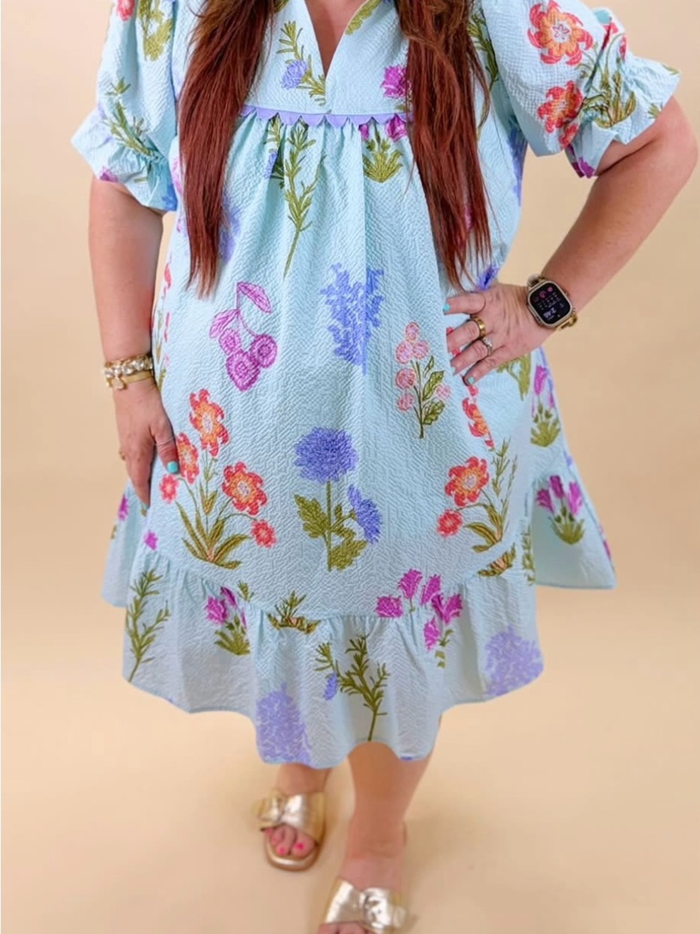Umgee Coastal Seafoam Floral Dress
